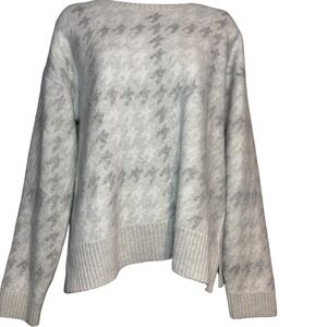 525 Women's Sz large Houndstooth Crewneck‎ Pullover knit Sweater holiday Xmas
